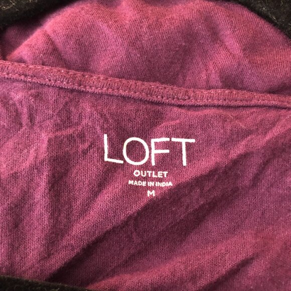 Loft Outlet Womens Purple 3/4 Sleeve Ruffle Scoop Neck Top Size M - Picture 3 of 4